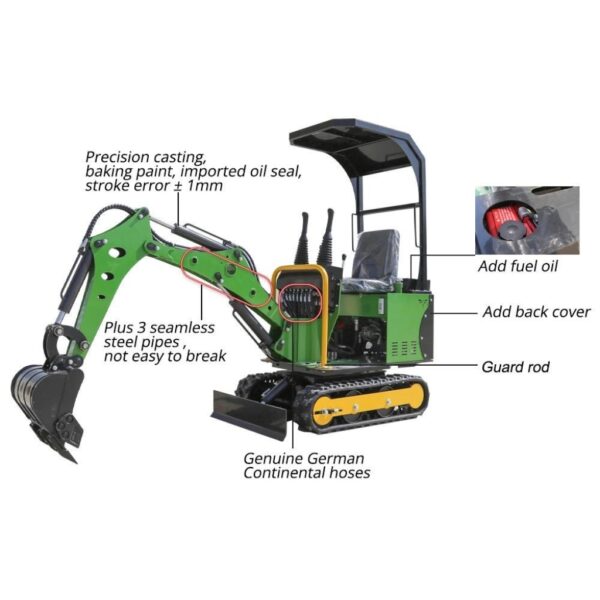 KUVUO 10HP Mini Excavator with KOOP192 Single-Cylinder Air-Cooled Engine - Image 2