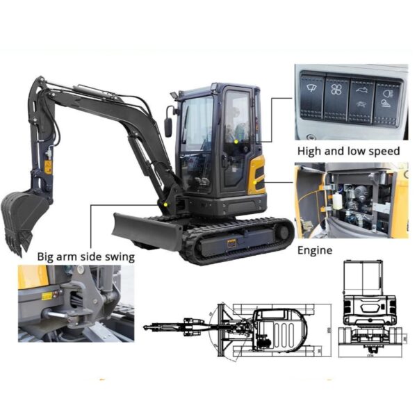 KUVUO WY-E30plus Mini Excavator 3 Ton: Powerful Performance, 2830mm Digging Depth, Big Arm Swing, Ideal for Construction & Landscaping - Image 2