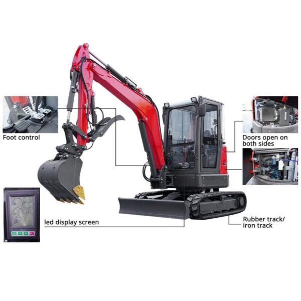 KUVUO WY-E45 Mini Excavator – 4.5 Ton Compact Digger with 3208mm Excavator Depth and Powerful D1703 Engine - Image 2