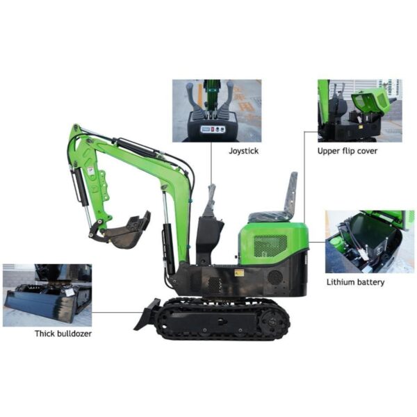 KUVUO WY-E10 Mini Excavator – 1 Ton Electric Digger with B&S Engine, 1500mm Digging Depth, and 220V/380V Electric Motor - Image 2