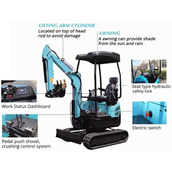 KUVUO WY-E18 Elec Mini Excavator - Electric Zero Emission Excavator with 1850mm Digging Depth - Image 2