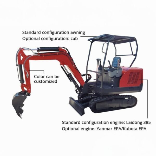 KUVUO WY-E20plus Mini Excavator: 18.5kW Power, 2.2m Digging Depth, Compact & Agile for Small Projects - Image 4