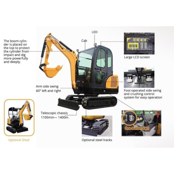 KUVUO WY-E25plus Mini Excavator 2.5 Ton: 18.4kw Engine, 2350mm Digging Depth - Versatile Power for Any Terrain - Image 4