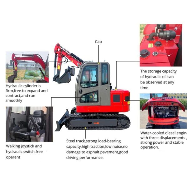 KUVUO WY-E40 Mini Excavator 4 Ton: 27HP Changchai Engine, 2695mm Digging Depth - Versatile Power for Construction & Landscaping - Image 5