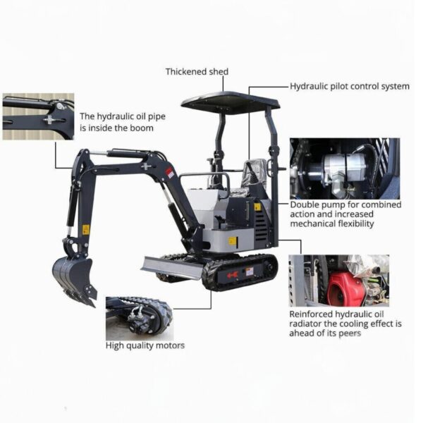 KUVUO WY-E12pro Mini Excavator - Compact 1.2 Ton B&S Engine Hydraulic Digger with High-Performance KOOP Engine - Image 5