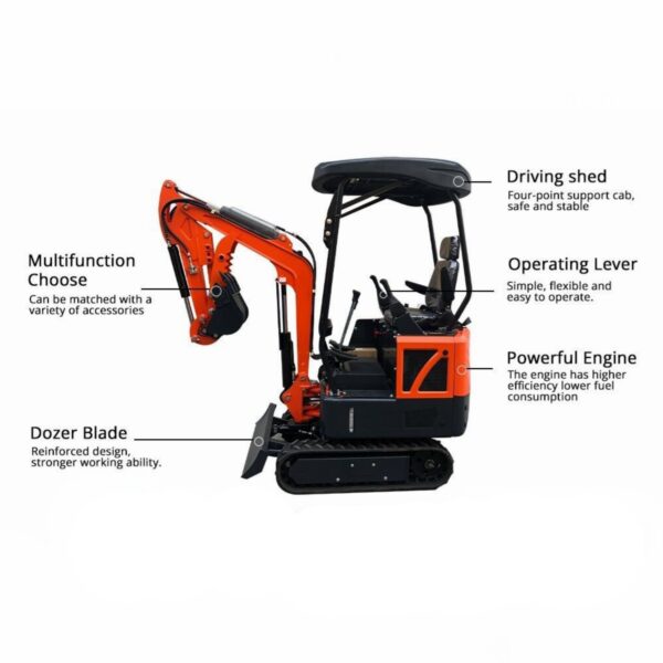 KUVUO WY-E15 Mini Excavator – 1.5 Ton Compact Digger with 1900mm Digging Depth and Powerful LD380 Engine - Image 5