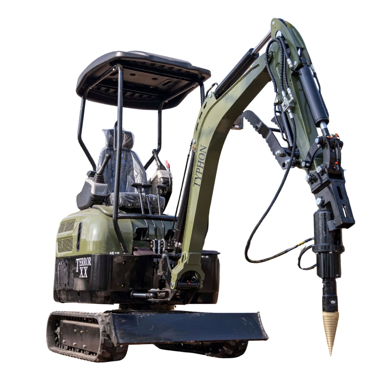 Mini Excavator Hydraulic Wood Splitter Drill Attachment 150mm Compatible 1 Mini Excavator Hydraulic Wood Splitter Drill Attachment 150mm Compatible