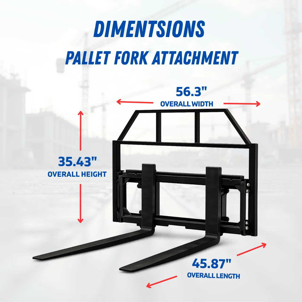 Skoop Hydraulic Pallet Fork Attachment for Wheel Loader 43 Inch 11.1 GPM 3 Skoop Hydraulic Pallet Fork Attachment for Wheel Loader 43 Inch 11.1 GPM - Image 3